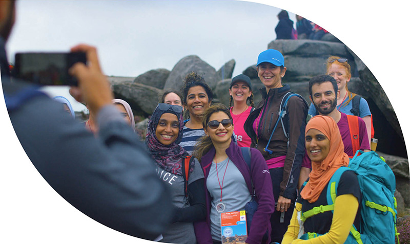 Group of walkers having their photo taken